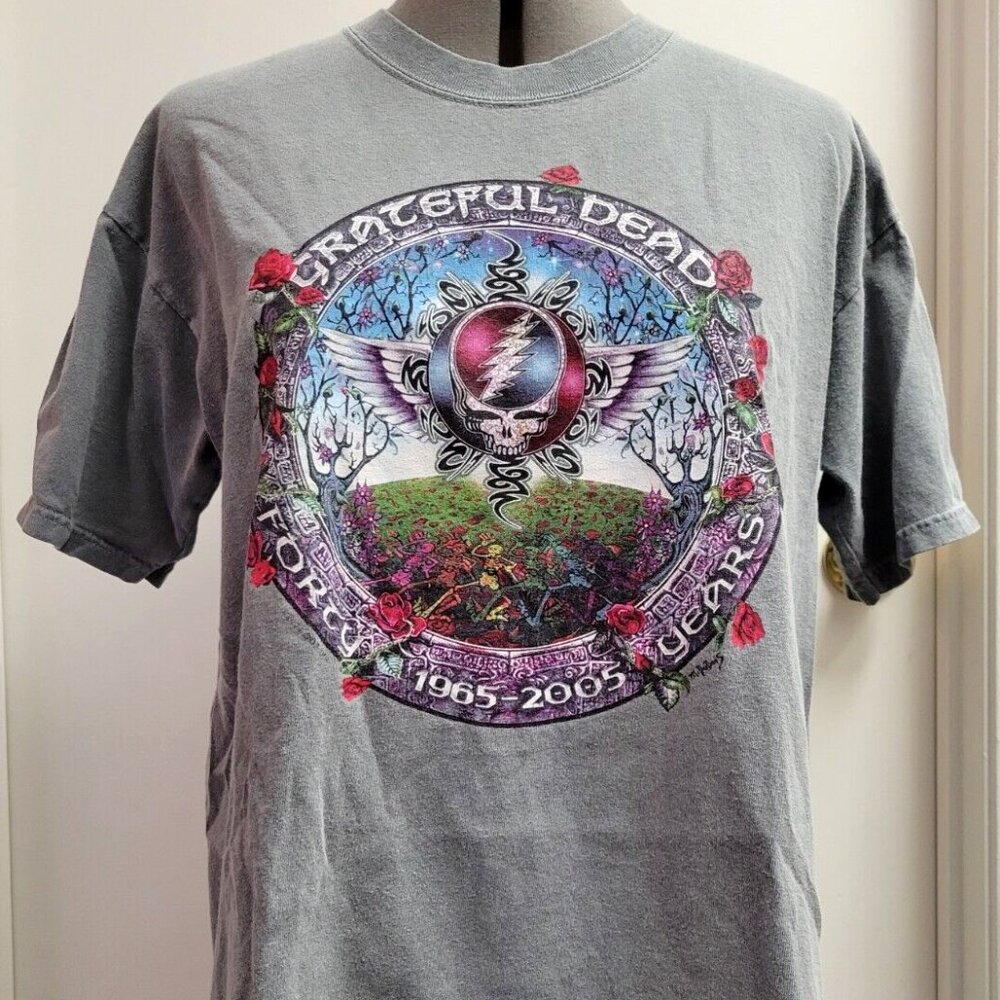 GRATEFUL DEAD 40 Years Size M Shirt 2005 Anvil Authentic Pigment Tag DuBois Grey